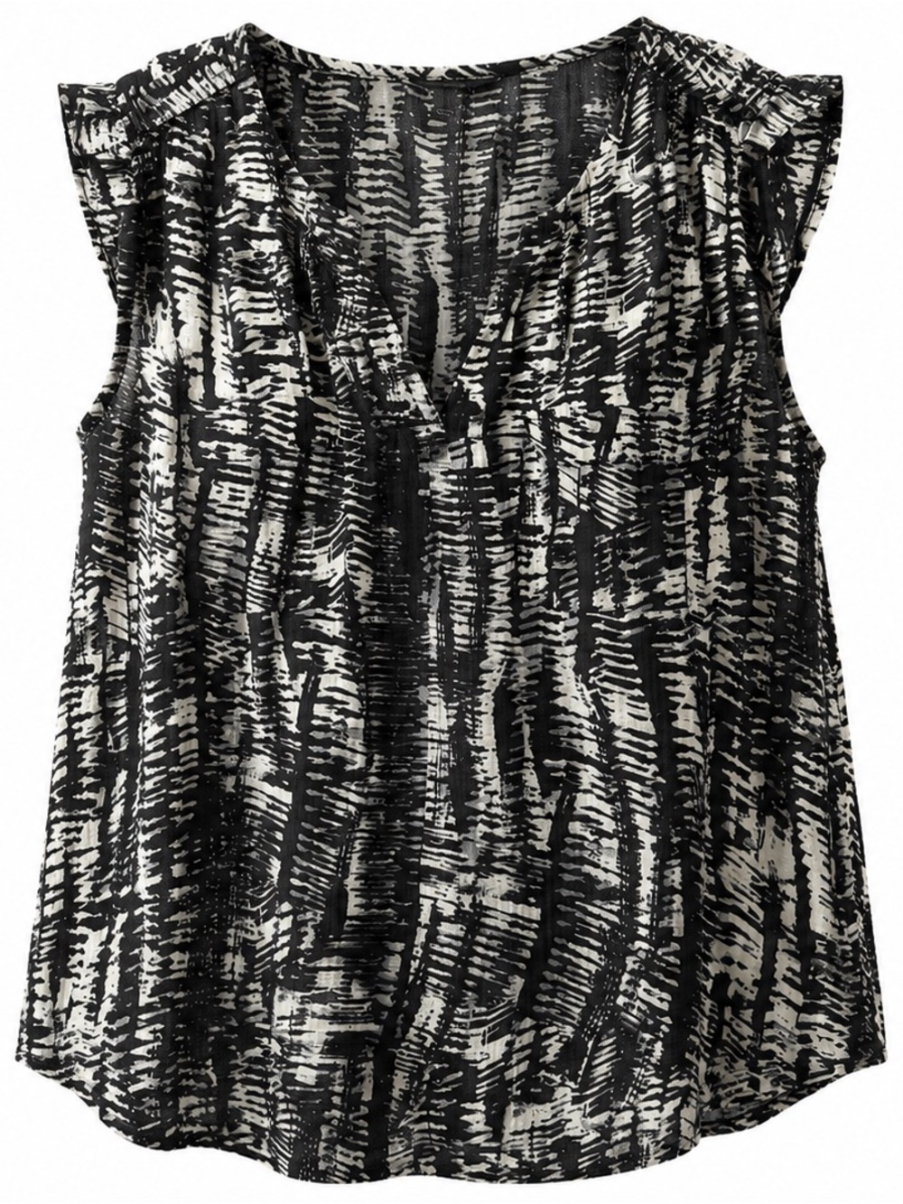 EUC Mossimo Women's Sleeveless XXL Black and White Graphic Print Tab ShoulderTop
